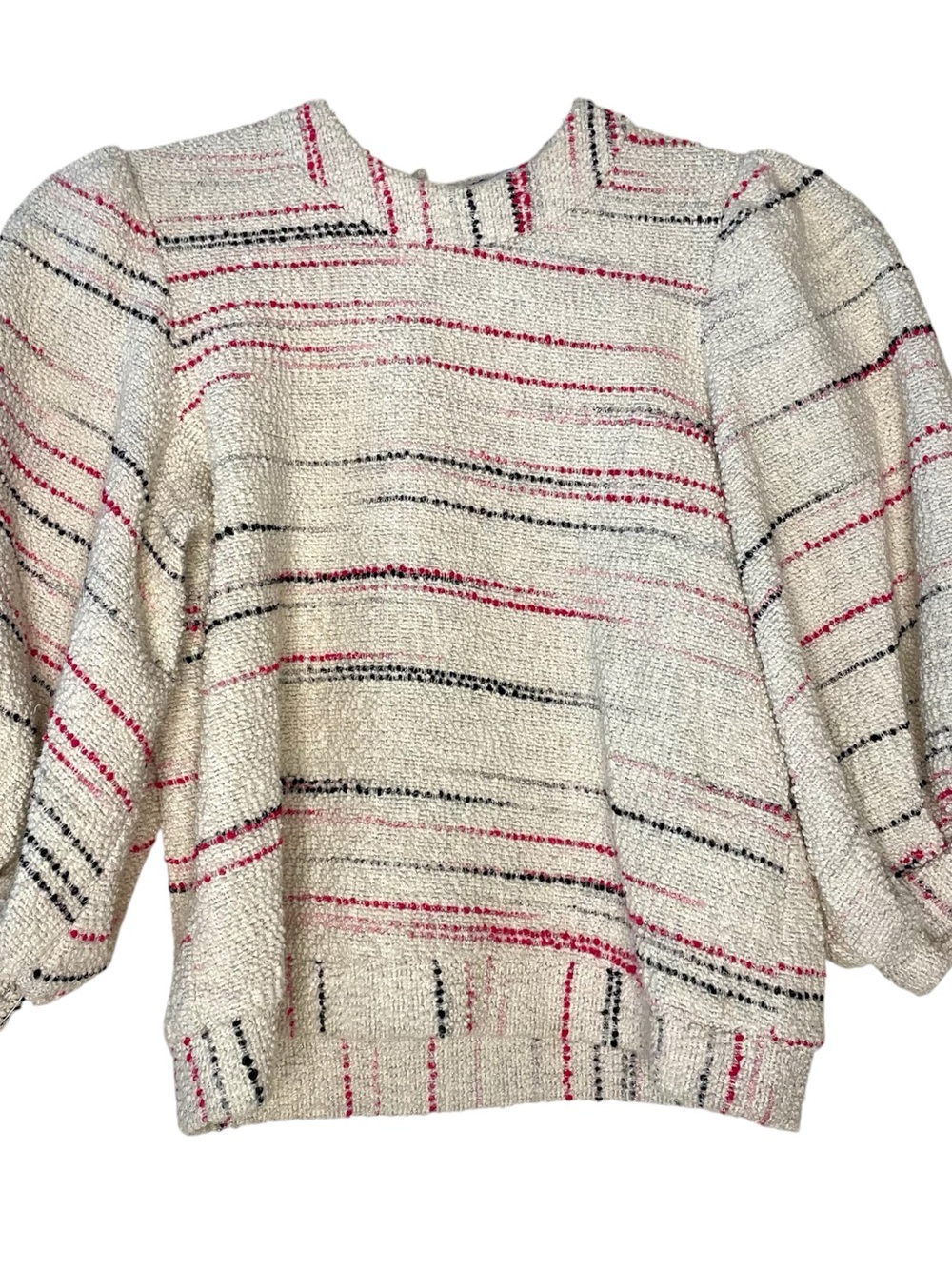 Hunter Belle Marla Knit Sweater Top FLAW Stripes Textured Cream Pink Black Small